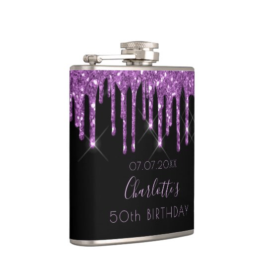 Flasques Parties scintillant violet d'anniversaire gouttes  (Droite)