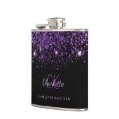 Flasques Parties scintillant violet noir ami monogramme bff (Gauche)