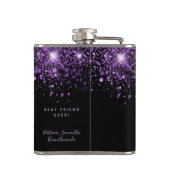 Flasques Parties scintillant violet noir ami monogramme bff (Dos)
