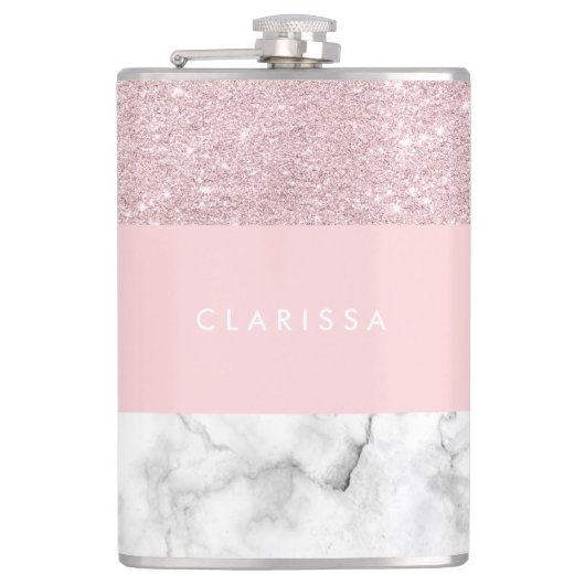 Flasques Parties scintillantes roses girly élégantes d'or (Devant)