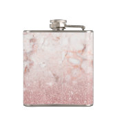 Flasques Parties scintillantes roses Ombre de marbre blanc (Dos)