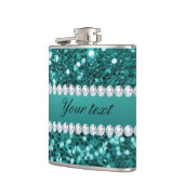 Flasques Parties scintillantes turquoises chics et diamants (Gauche)