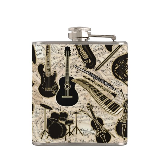 Flasques Partition et instruments Black/Gold ID481 (Dos)