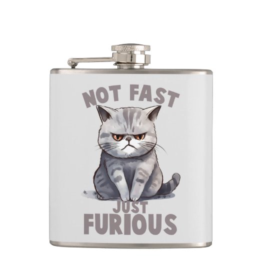 Flasques Pas rapide, juste furieux - Humour de chat gris (Devant)