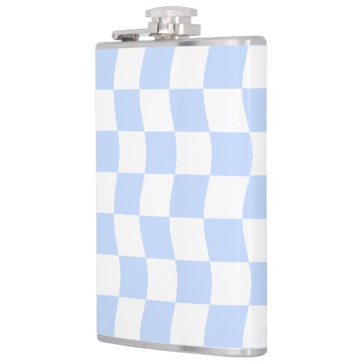 Flasques Pastel Blue White Retro Checkerboard Pattern (Gauche)