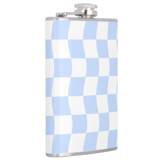 Flasques Pastel Blue White Retro Checkerboard Pattern (Droite)
