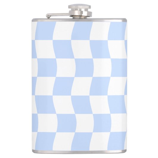 Flasques Pastel Blue White Retro Checkerboard Pattern (Devant)