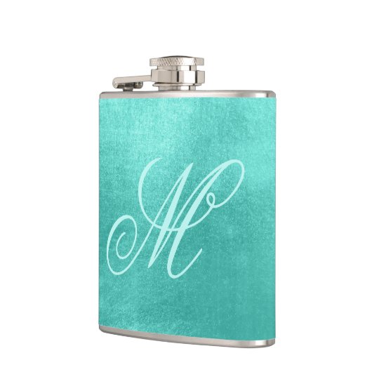 Flasques Pastel Fancy Monogram brillant Turquoise Foil (Gauche)