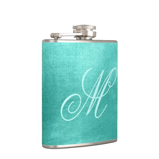 Flasques Pastel Fancy Monogram brillant Turquoise Foil (Droite)