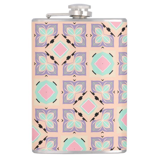 Flasques Pastel Geometric Tile Pattern | Pink Mint Purple (Devant)