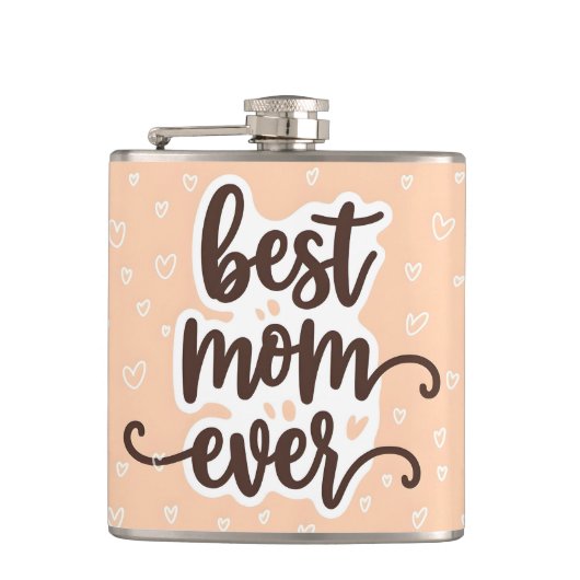 Flasques Pastel Orange Meilleure Maman Jamais Script Coeurs (Devant)