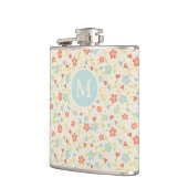 Flasques Pastel Pretty Spring Floral Pattern Monogram (Gauche)