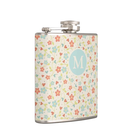 Flasques Pastel Pretty Spring Floral Pattern Monogram (Droite)