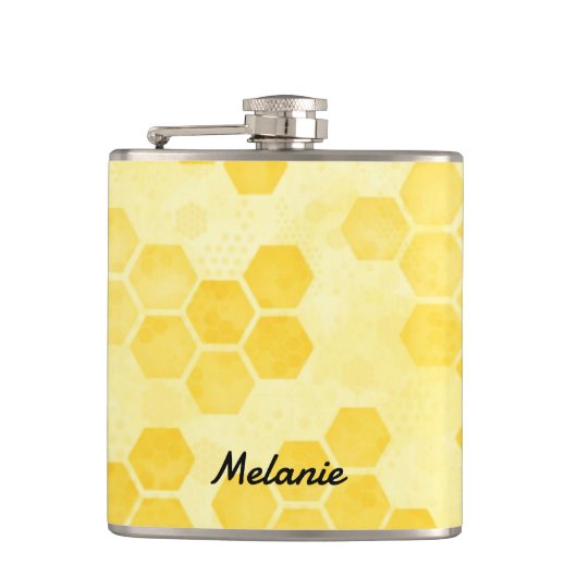 Flasques Pastel Yellow Honeycomb Pattern Personalised (Devant)