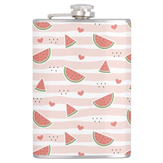 Flasques Pastèques rouges, Coeurs, Grandes Pâtes, Motif d'é (Devant)