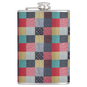 Flasques patchwork vintage carré à motifs colorés