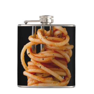 Flasques Pâtes filées sur une fourchette, spaghetti de no