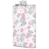 Flasques Pattern of Elephants, Cute Elephants - Pink Gray (Gauche)