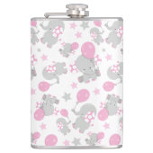 Flasques Pattern of Elephants, Cute Elephants - Pink Gray (Devant)
