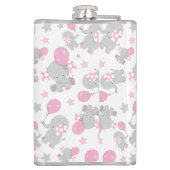 Flasques Pattern of Elephants, Cute Elephants - Pink Gray (Dos)