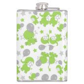 Flasques Pattern of Green Elephants, Cute Elephants, stars (Dos)