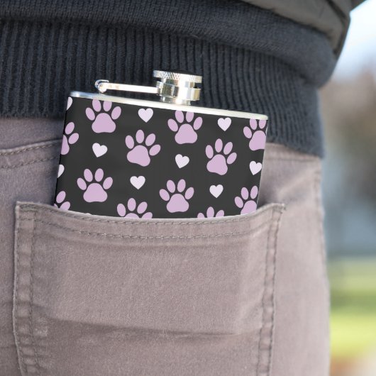 Flasques Pattern of paws, Dog paws, Lilac paws, Hearts (In Situ)