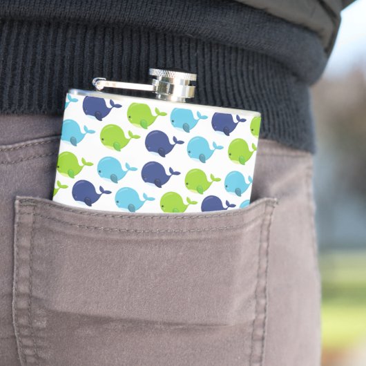 Flasques Pattern of Whales, Cute Whales, Sea Animals (In Situ)