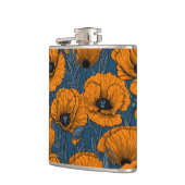 Flasques Pavot orange sur bleu foncé (Gauche)