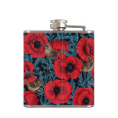 Flasques Pavot rouge et brunes, feuilles bleus sur noir (Dos)