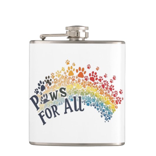 Flasques Paws for All – Rainbow Paw Print Unity (Devant)