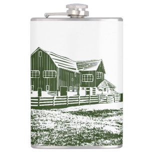 Flasques Paysage rural maison de ferme de style coupe