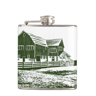 Flasques Paysage rural maison de ferme de style coupe