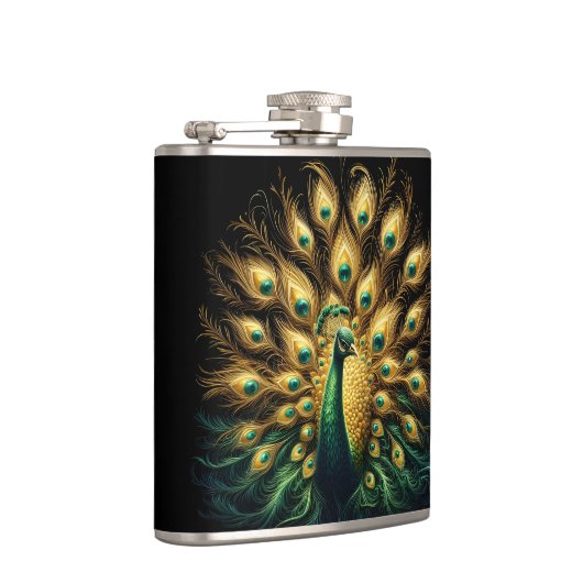 Flasques Peacock énigmatique dans le plumage verdoyant (Droite)