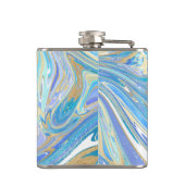 Flasques Pearlescent Aqua & Gold Liquide Marbre & Monogramm (Dos)