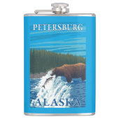 Flasques Pêche d'ours en rivière - Pétersbourg, Alaska (Devant)