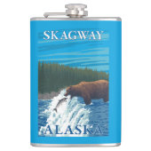 Flasques Pêche d'ours en rivière - Skagway, Alaska (Devant)