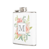 Flasques Pêches et crème Monogramme Floral (Gauche)