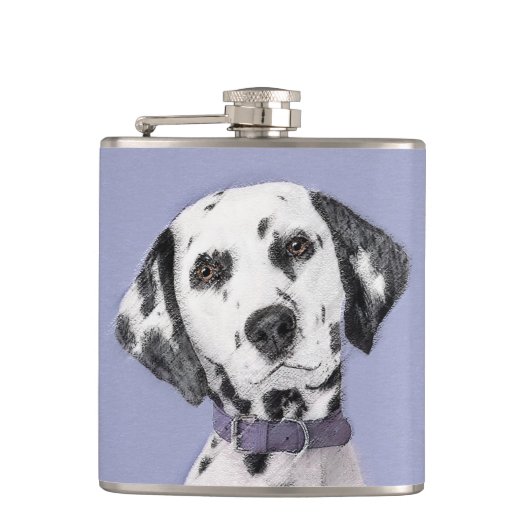 Flasques Peinture Dalmatienne - Cute Original Chien Art (Devant)