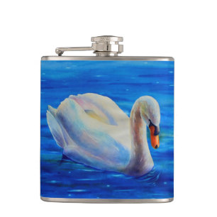 Flasques Peinture d'aquarelle de cygne blanc, sauvagine, oi