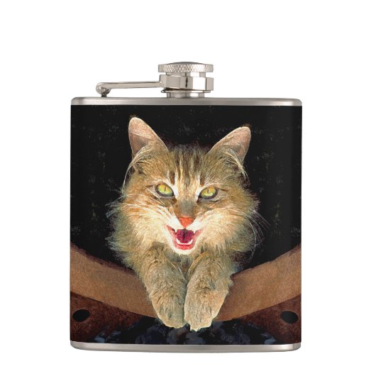 Flasques Peinture de chat Mad - Cute Original Cat Art (Devant)