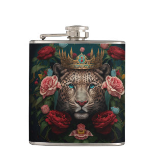 Flasques Peinture de Jaguar avec Couronne de Fleurs
