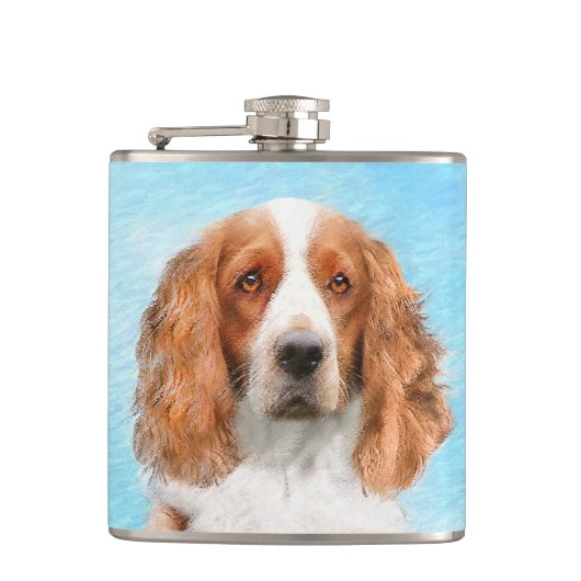 Flasques Peinture d'espagnol Welsh Springer - Art original  (Devant)