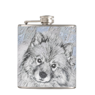 Flasques Peinture Keeshond Beth - Joli art original chien