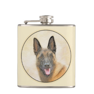 Flasques Peinture Malinoise belge - Cute Original Chien Art