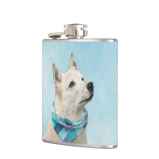 Flasques Peinture norvégienne Buhund - jolie art original c (Gauche)