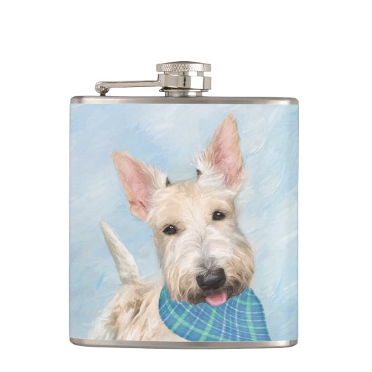 Flasques Peinture originale de chien Wheaten Terrier Écossa (Devant)