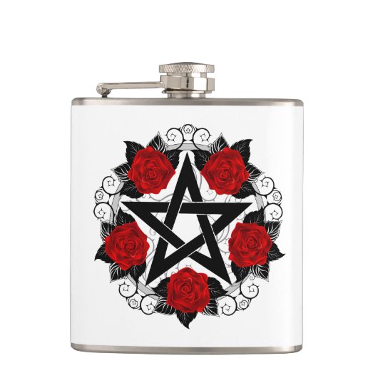 Flasques Pentagramme aux roses rouges (Devant)