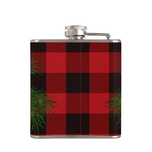 Flasques Pépecone rustique classique rouge noir plaid (Dos)