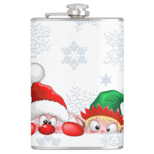 Flasques Père Noël et Elfe Personnages mignons et drôles qu