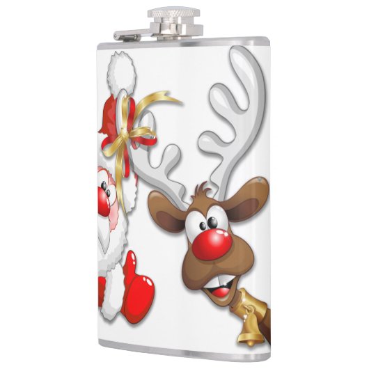 Flasques Père Noël et Reindeer Joyeux Noël Joyeux dessin an (Gauche)